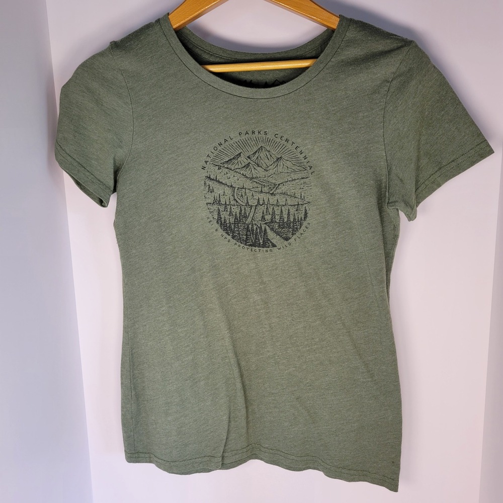 REI Co-op Womens National Parks Centennial T-Shirt Green Sam Larson Graphic S